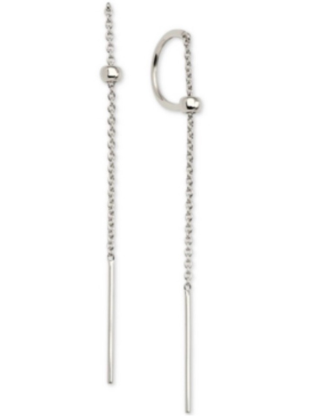 Ava Nadri Rhodium Plated Brass C-Hoop Threader Earrings